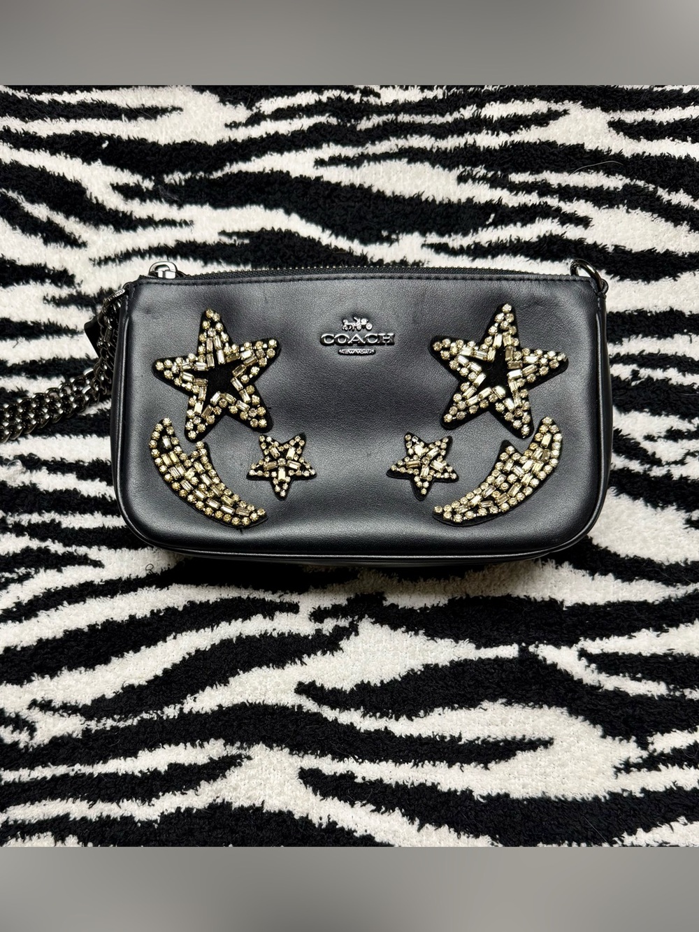 COACH Crystal Embellished Nolita 19 Wristlet